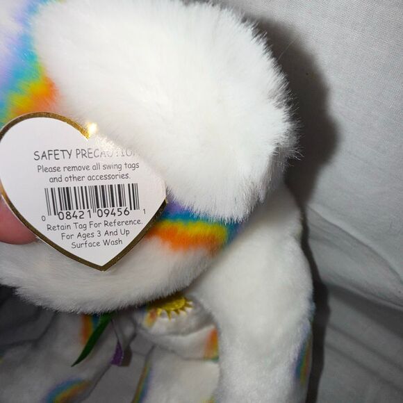 Rare 2002 Ty Beanie Buddy Cheery 15” Rainbow Sun Bear – Mint with Embroidered Ty - Picture 7 of 16